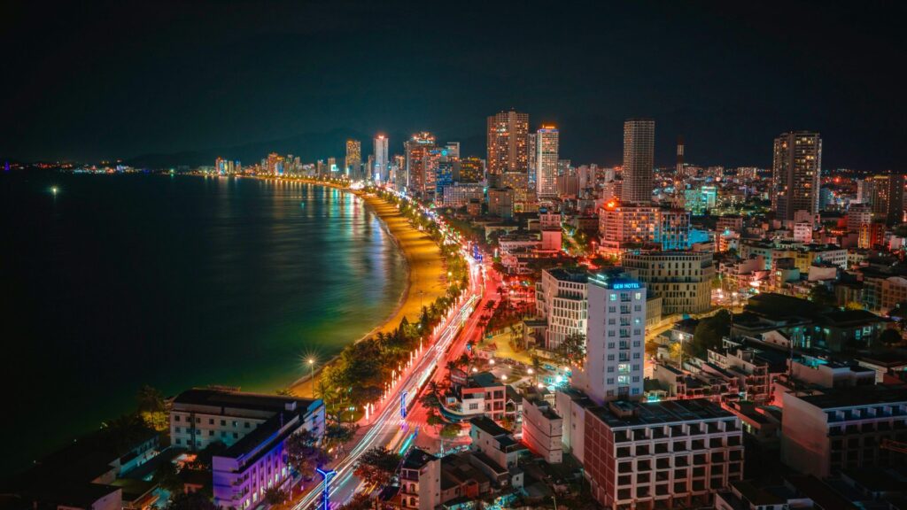 Vietnam skyline 2025 with growth forecast of 5.2% GDP according to IMF and World Bank.