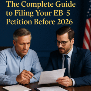 Investor preparing EB-5 petition documents with an immigration attorney before the 2026 deadline.