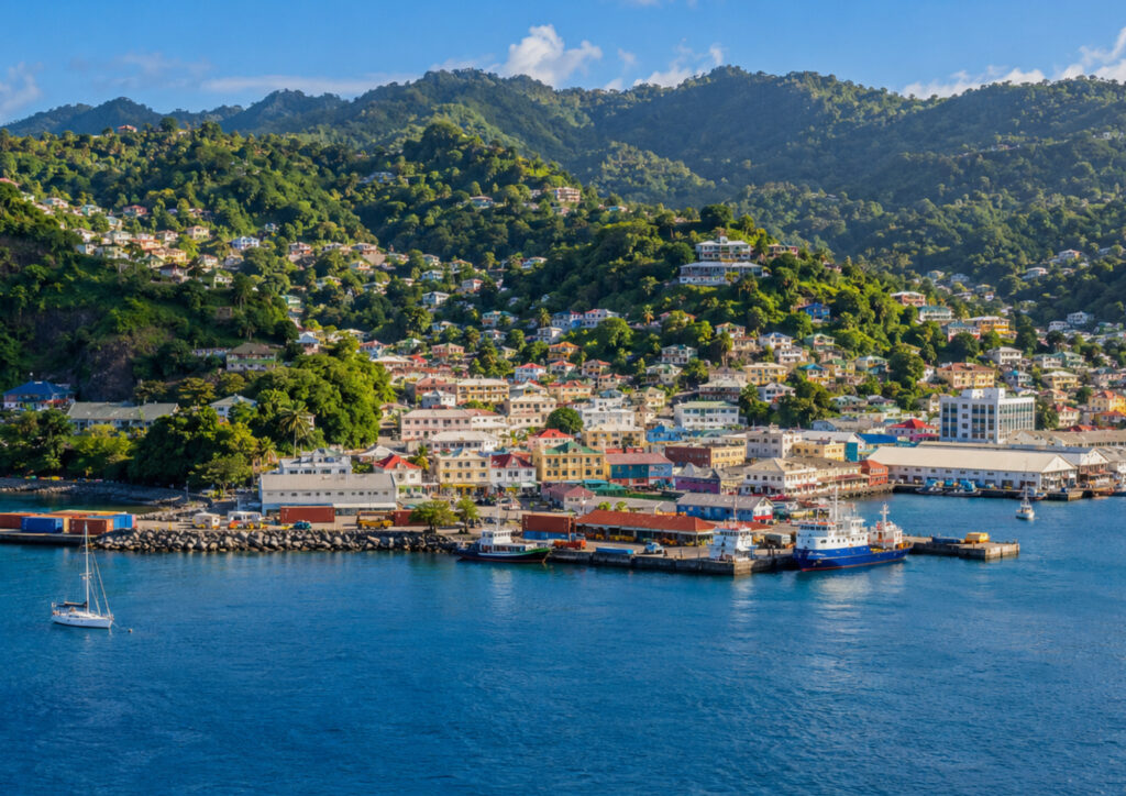 Panoramic view of Kingstown and its harbour in Saint Vincent and the Grenadines.