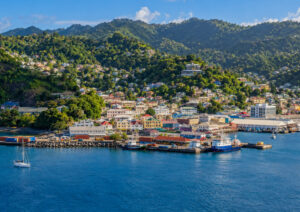 Panoramic view of Kingstown and its harbour in Saint Vincent and the Grenadines.